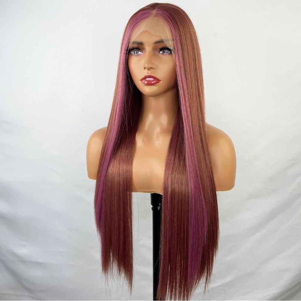 Wig / 22 inches / pink & brown honey